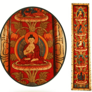 5 Boeddha&apos;s Handbeschilderd Paneel Rood