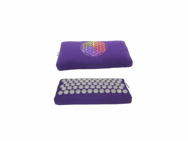 Acupressuur Nekkussen Paars Katoen -  Flower of Life - 42 x 22 x 5 cm