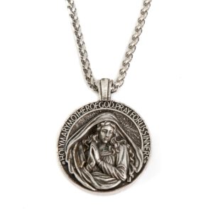 Amulet Heilige Maria Zilverkleurig - 40 mm