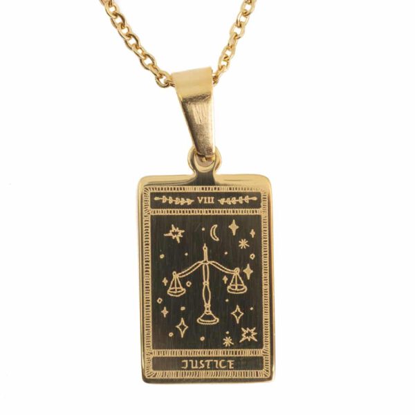 Amulet Staal Goudkleurig Tarot &apos;Gerechtigheid&apos; - 18 mm