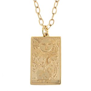 Amulet Staal Goudkleurig Tarot &apos;de Zon&apos; - 22 mm