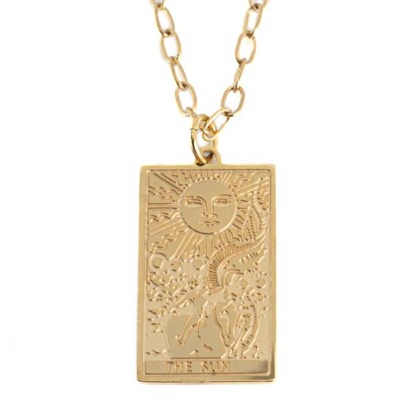 Amulet Staal Goudkleurig Tarot &apos;de Zon&apos; - 22 mm