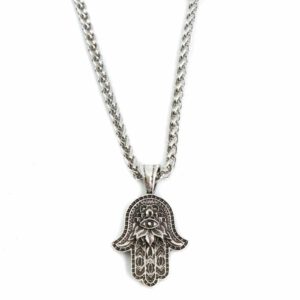 Amulet Zilverkleurige Hamsa Hand (30 mm)