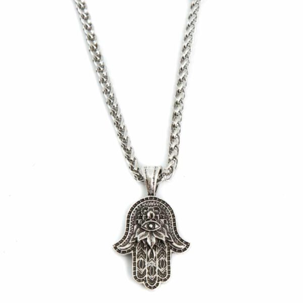 Amulet Zilverkleurige Hamsa Hand (30 mm)