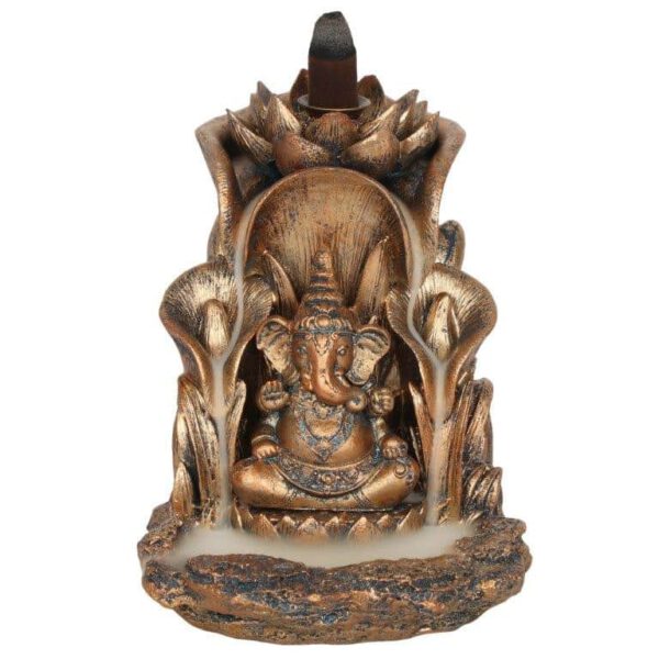 Backflow Wierook Houder Bronskleurige Ganesha Polyresin (14 cm)