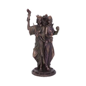 Beeld Godin Hekate (&apos;Tripple Goddess&apos;) Bronskleurig - 21 cm