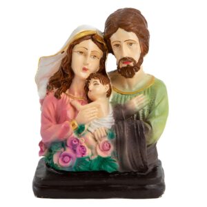 Beeld van Maria en Jozef met Kindje Jezus - Handgeschilderd (14 cm)