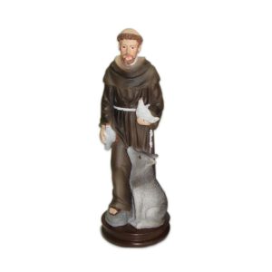 Beeld van de Heilige Franciscus met Wolf (13 cm)