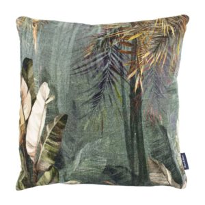 Blauw Fluwelen Kussen Jungle (45 x 45 cm)