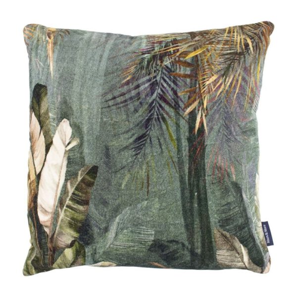 Blauw Fluwelen Kussen Jungle (45 x 45 cm)