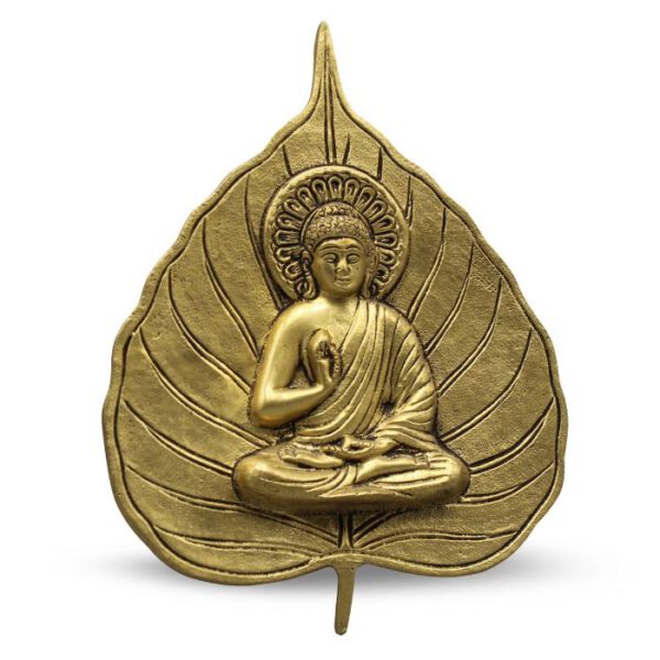 Buddha on Leaf Hanging (Green with Yellow Powder Finish)