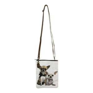 Canvas Crossbody Tas 2 Chihuahua&apos;s  (23 x 18 cm)