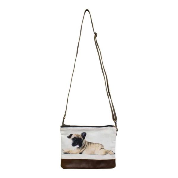 Canvas Crossbody Tas Mopshond (23 x 18 cm)