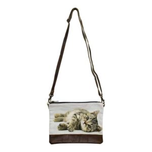 Canvas Crossbody Tas Tabby Liggend  (23 x 18 cm)