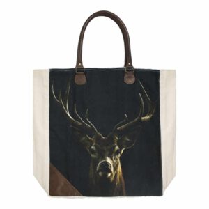 Canvas Shopper Zwart Hert (44 x 40 cm)