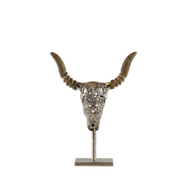 Decoratieve Schedel van Stier op Standaard (27 cm)