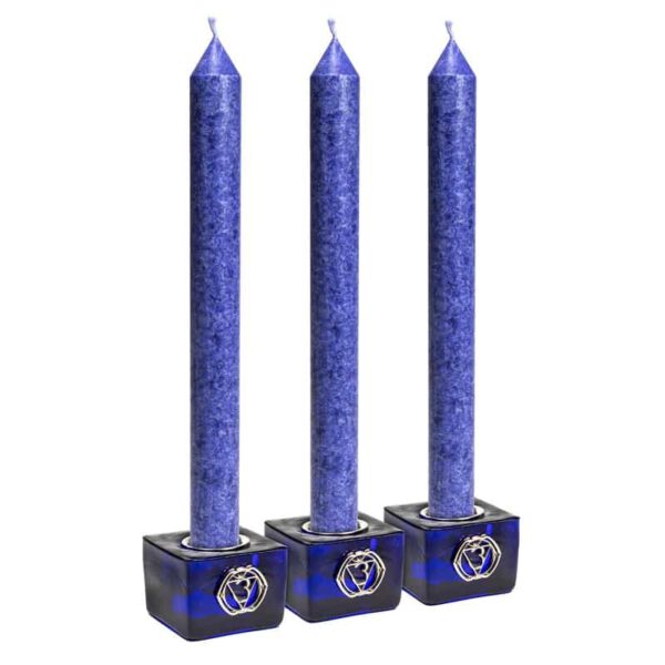 Derde Oog Chakra Kubus Kaarshouders + Kaarsen (Set van 3)