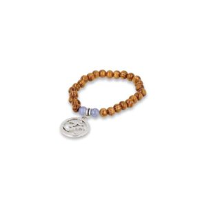 Edelsteen Armband Agaat/ Hout Mala met OHM in Cirkel