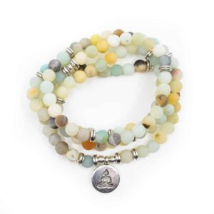 Edelsteen Armband Amazoniet Mala met Boeddha (6 mm Kralen)