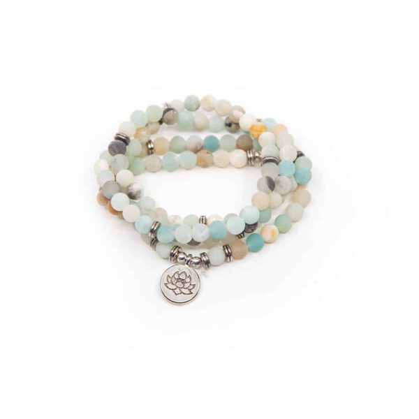 Edelsteen Armband Amazoniet Mala met Lotus (6 mm kralen)