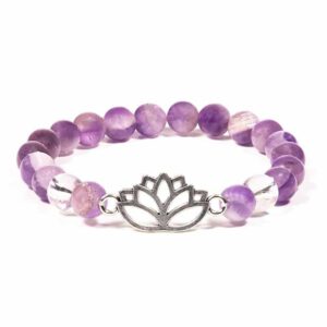 Edelsteen Armband Amethist/ Bergkristal met Lotus