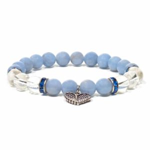 Edelsteen Armband Angeliet/ Bergkristal Blauw Elastisch met