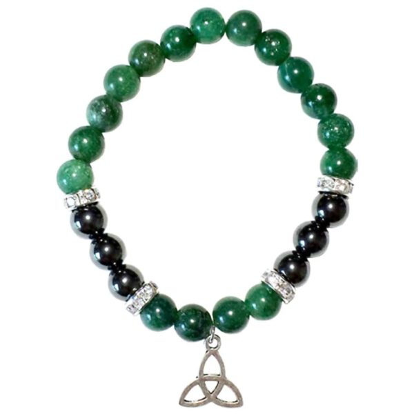 Edelsteen Armband Aventurijn/ Hematiet met Triquetra Bedel