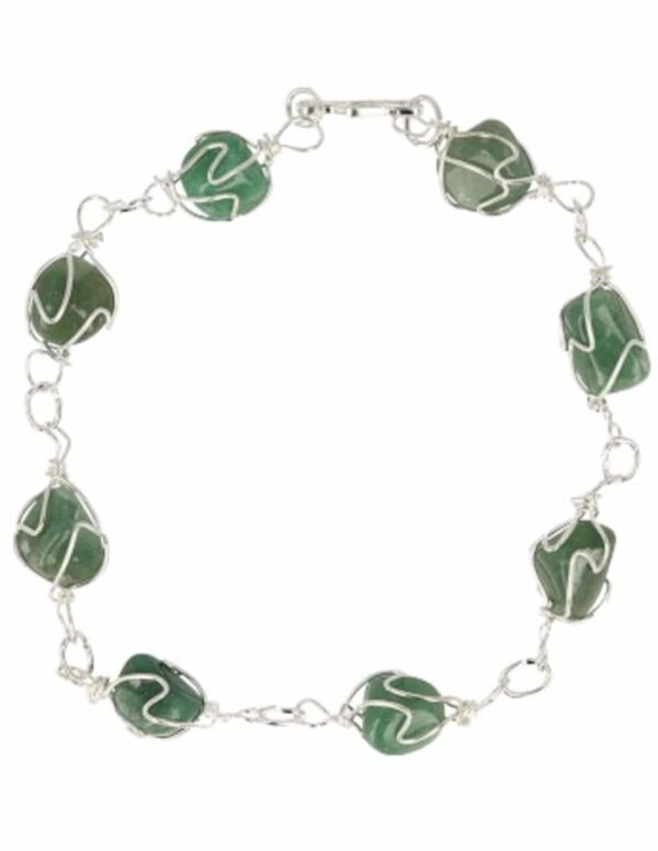 Edelsteen Armband Groene Aventurijn in Metaal Gevlochten