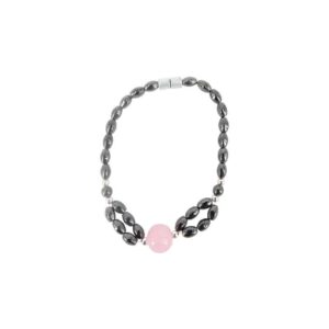 Edelsteen Armband Hematiet/ Roze Agaat Magnetisch met Magneet Sluiting