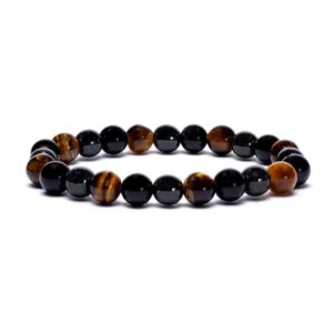 Edelsteen Armband Hematiet/Obsidiaan/ Tijgeroog -  elastisch