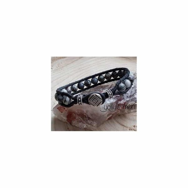 Edelsteen Armband Jaspis Picasso met Knoopsluiting