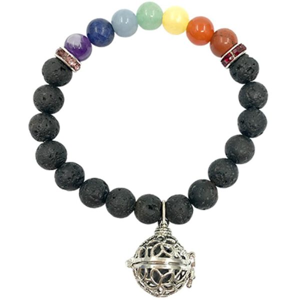 Edelsteen Armband Lavesteen met Chakra Kralen en Bedel