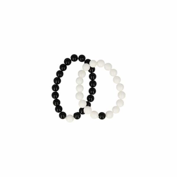 Edelsteen Armband Onyx/ Sneeuwkwarts Yin-Yang (set van twee)