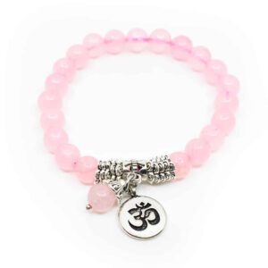 Edelsteen Armband Rozenkwarts Mala met OHM