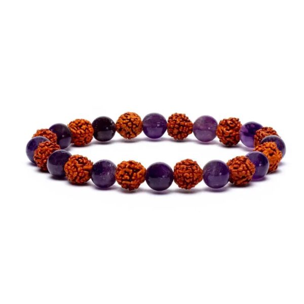 Edelsteen Armband Rudraksha/Amethist -  elastisch