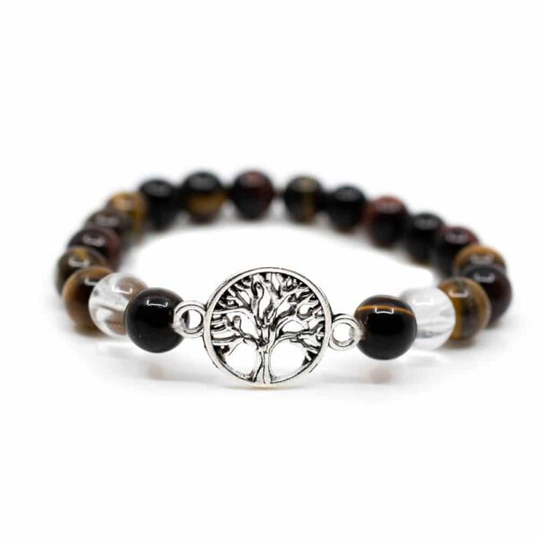 Edelsteen Armband Tijgeroog/ Bergkristal met Tree of Life