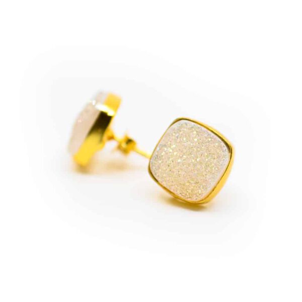 Edelsteen Oorstekers Druzy Kwarts - 925 Zilver & Verguld