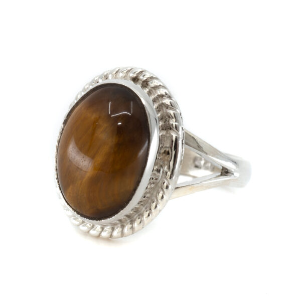 Edelsteen Ring Tijgeroog 925 Zilver "Cassavi" (Maat 17)