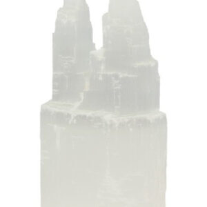 Edelsteen Seleniet dubbele Toren (10 x 6 x 4 cm)