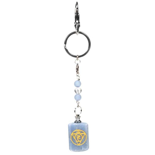 Edelsteen Sleutelhanger Chalcedoon 5e Chakra Vishudda