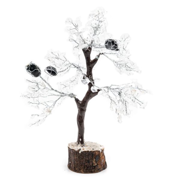 Edelsteenboom Bergkristal met Getrommelde Toermalijn - Vitaliteit -