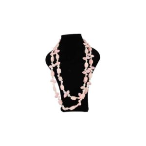 Edelstenen Charleston Ketting Roze Kwarts met Parel