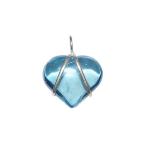 Edelstenen Hanger Aqua Aura - Hart met Zilveren V