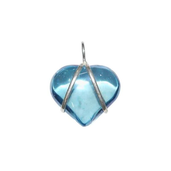 Edelstenen Hanger Aqua Aura - Hart met Zilveren V