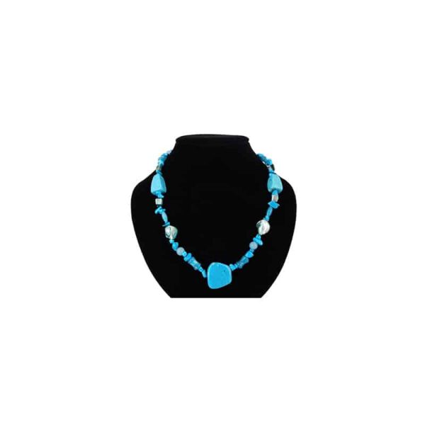 Edelstenen Ketting Parelmoer met Howliet Blauw