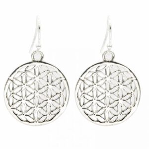 Flower of Life Oorbellen Messing Zilverkleurig