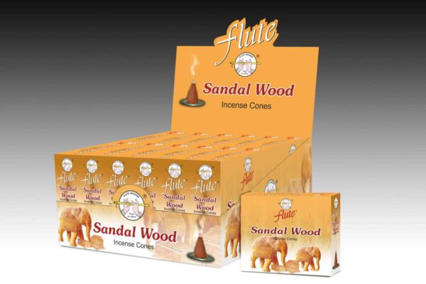 Flute Wierook Kegel SandalWood (6 pakjes)