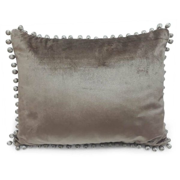 Fluwelen Kussen Pom Pom Taupe (45 x 35 cm)