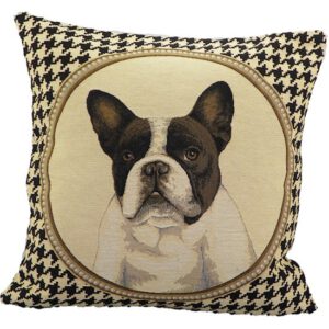 Gobelin 2-zijdig Kussen Pied de Poule Franse Bulldog (45 x 45 cm)