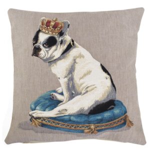 Gobelin Kussen Franse Buldog met Kroon (45 x 45 cm)